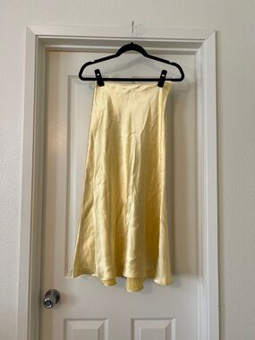 Zara Satin Butter Yellow Midi Skirt